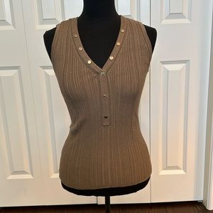 White House Black Market V-neck snap-front rib knit sweater tank size M